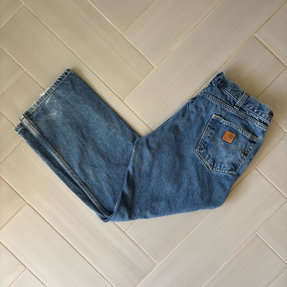 Carhartt Relaxed Fit Straight Leg Jeans – Size 38x30 – Classic Workwear Denim